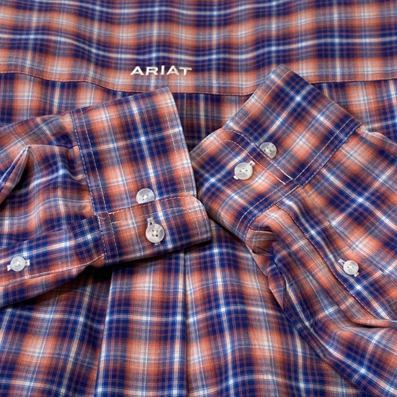 Ariat Pro Series Orange And Navy Western Style Button Up Shirt - Size XL EUC - Picture 9 of 9